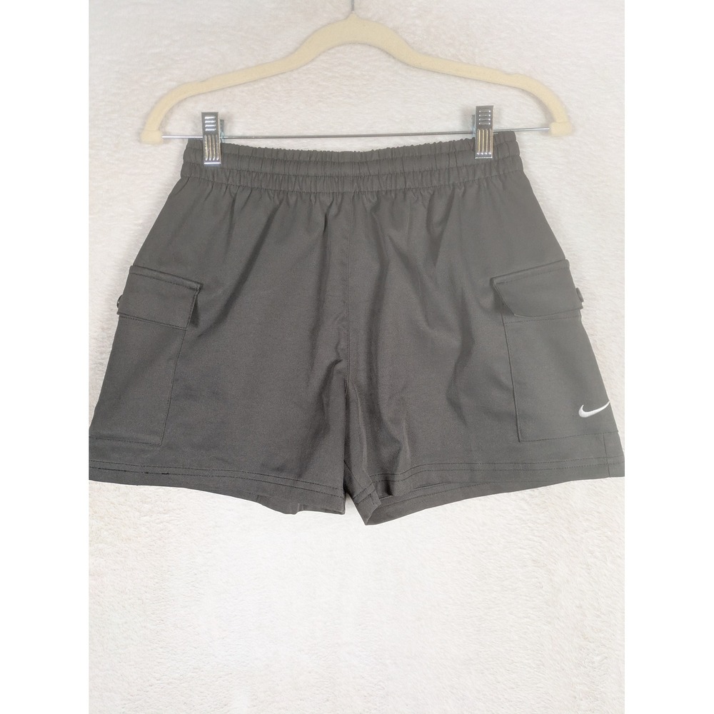 Nike Cargo Shorts Girl's Size L Black Embroidered Swoosh Utility Pockets